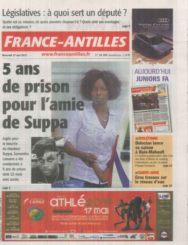 Affaire SUPPA - Me Ferly pour la défense -  France Antilles du 17 mai 2017